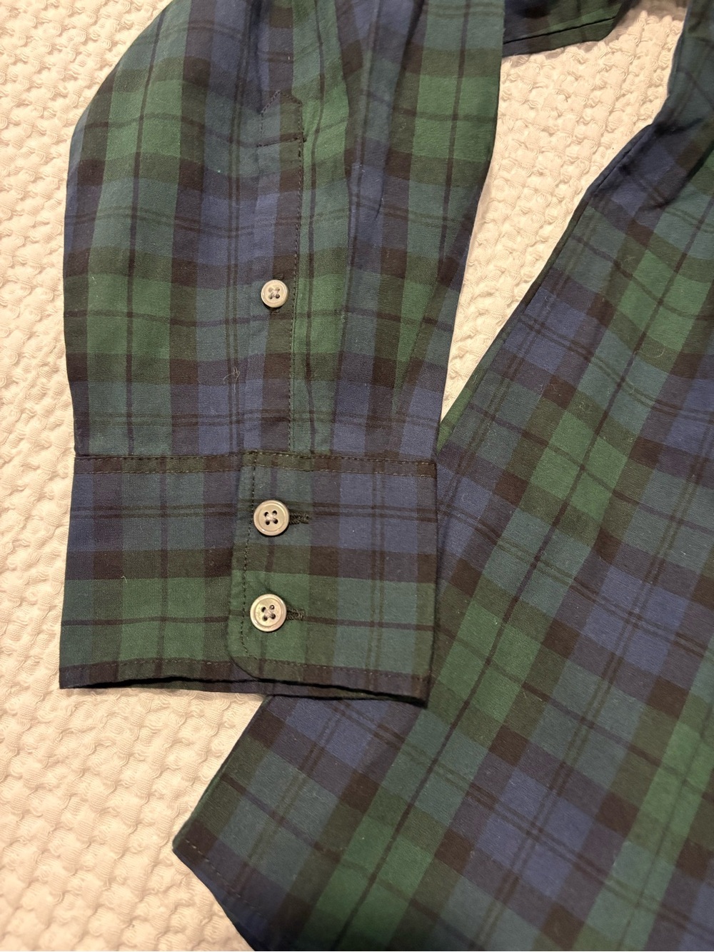 NWT J. Crew Green & Navy Plaid 98% cotton Button-Down Shirt - Picture 3 of 5